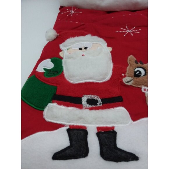 Pottery Barn Kids Anthony Stocking Santa & Rudolph Holiday Christmas Quilted Red - Picture 6 of 11